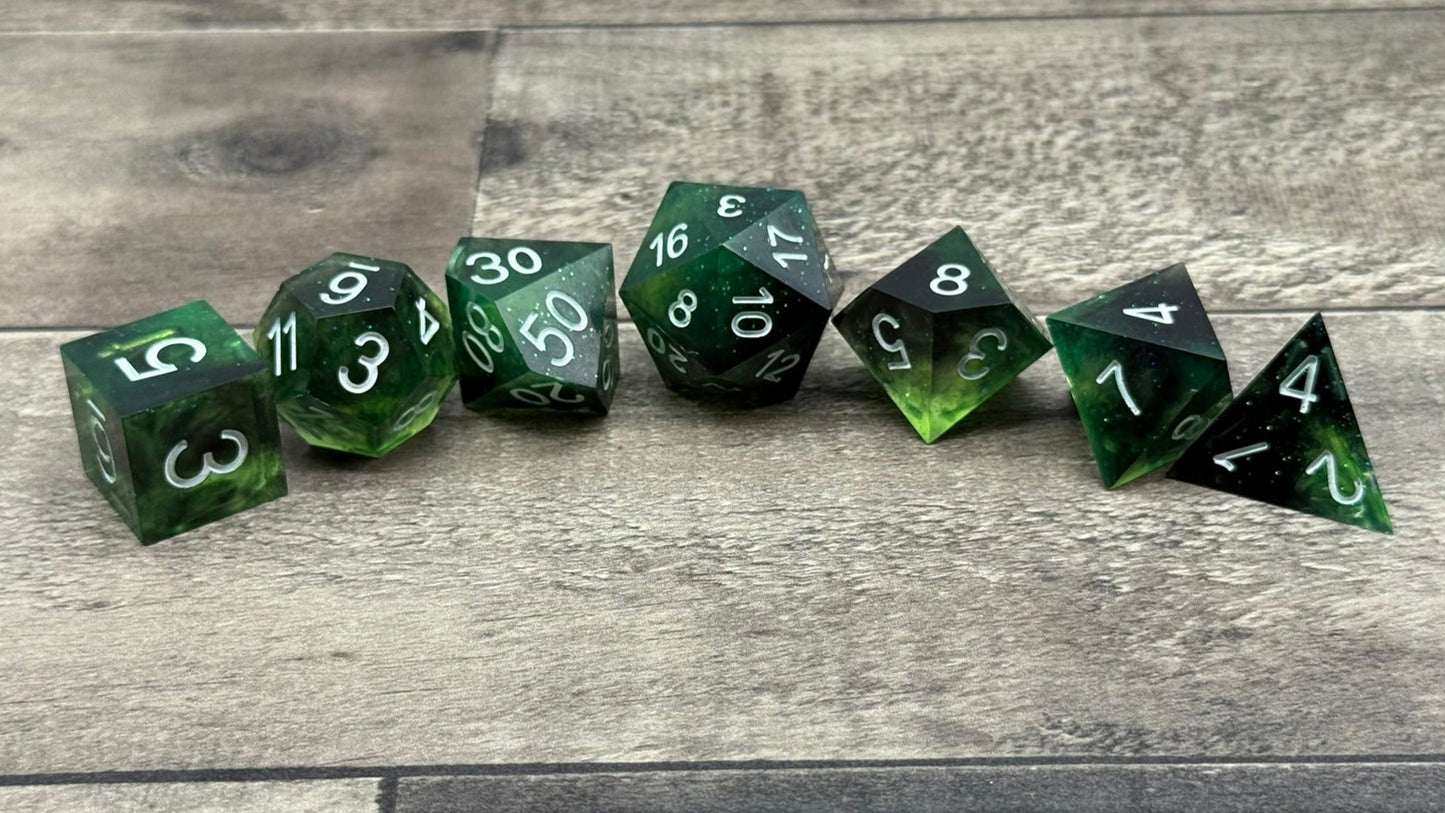 Black Meets Green - 7 standard math rocks with a bit of sparkle
